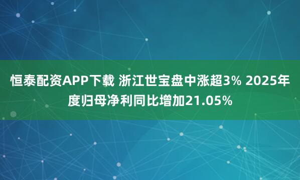 恒泰配资APP下载 浙江世宝盘中涨超3% 2025年度归母净利同比增加21.05%